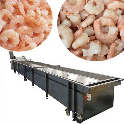 Bon prix Machine commerciale automatique de coupeur de traitement de poisson d'OIN 2.2KW avec la machine cuite de crevette anticorrosion de vitesse et de pompe en ligne