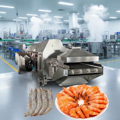 Bon prix Machine de cuisson de crevettes intelligentes durables Multiscène 11000x2200x2000mm Cuiseur de crevettes Ligne de cuisson de crevettes pour la cuisson des fruits de mer en ligne