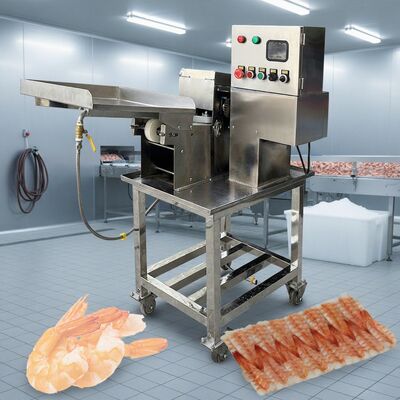 Bon prix Coupeuse automatique de crevettes à haute stabilité Machine de découpe de crevettes multifonctionnelle en acier inoxydable 304 Machine de découpe de crevettes pour fruits de mer en ligne