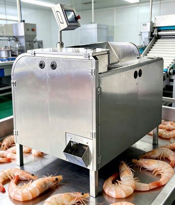 Bon prix Pelleuse de crevettes commerciale Machine automatique de pellicule de crevettes 1500W Machine de pellicule de crevettes Machine polyvalente de décapage de crevettes en ligne