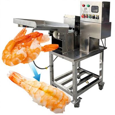 Bon prix Machine de coupe de crevettes de sushi pour les fruits de mer et de crevettes coupe-ventre de crevettes 0,4KW Machine de coupe de crevettes 50-70Pcs/Min Coupeuse EBI de Sushi en ligne
