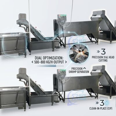 Bon prix Portable Shrimp Head Screening Machine Anti Corrosive SUS316 2000-2500KG 11.7KW 380V en ligne
