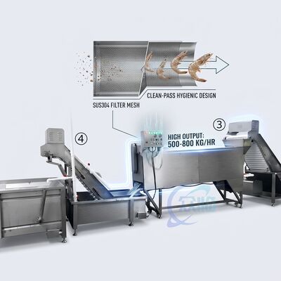 Bon prix Labor Saving Shrimp Head Cutting Machine 316L Stainless Steel 1200-1800KG 11.7KW 50Hz en ligne