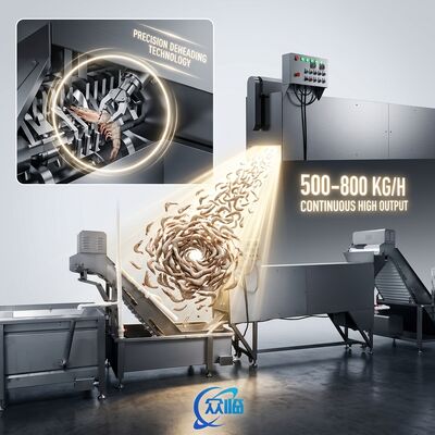 Bon prix Skid Mounted Shrimp Head Removal Machine SUS316L 1200-1800KG 9.0KW 60Hz For Food Processing Factory en ligne